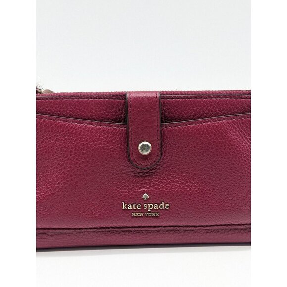 KATE SPADE leather wallet wristlet pouch phone bag - PLUM - Picture 2 of 9